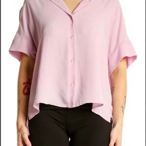 Rachel Zoe GREY Oversized Button Down Polyester Blouse